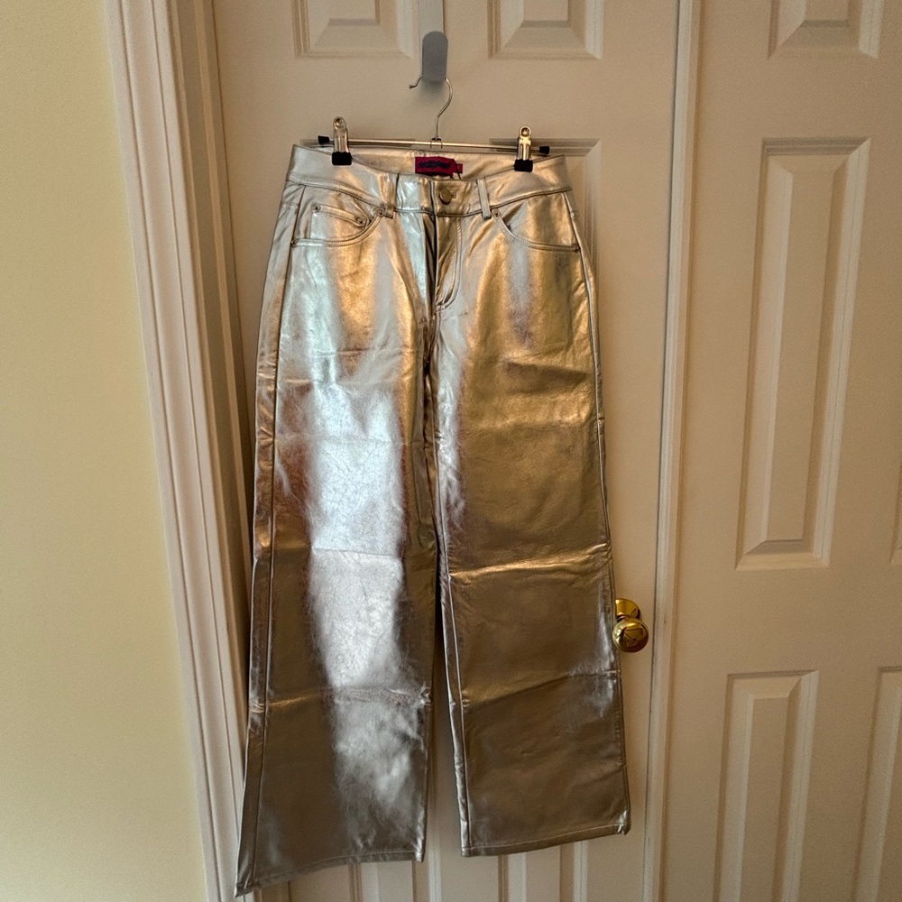 Edikted Silver Wide Leg Pants